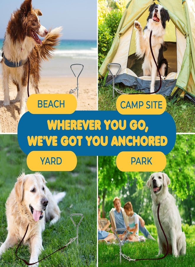 SunGrow Dog Tie Out Leash Stake for Ground, Heavy-Duty Anchor Stake for Leash, 360° Stainless Steel Swivel Ring, In-ground Outside Yard Leash Cable, Dog Yard Stake for Camping & Beach, Outdoor Tether - Image 4